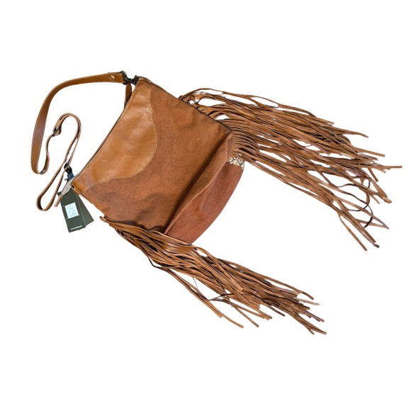 Myra Bag Accelerate Hand Tooled Fringe Tapestry Bag - Picture 7 of 9